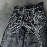 Hearujoy Y2K Phantom Jeans High Street Spider Embroidered Patch Hip Hop Streetwear Gothic Retro Oversized Baggy Fit Unisex Mopping Pants